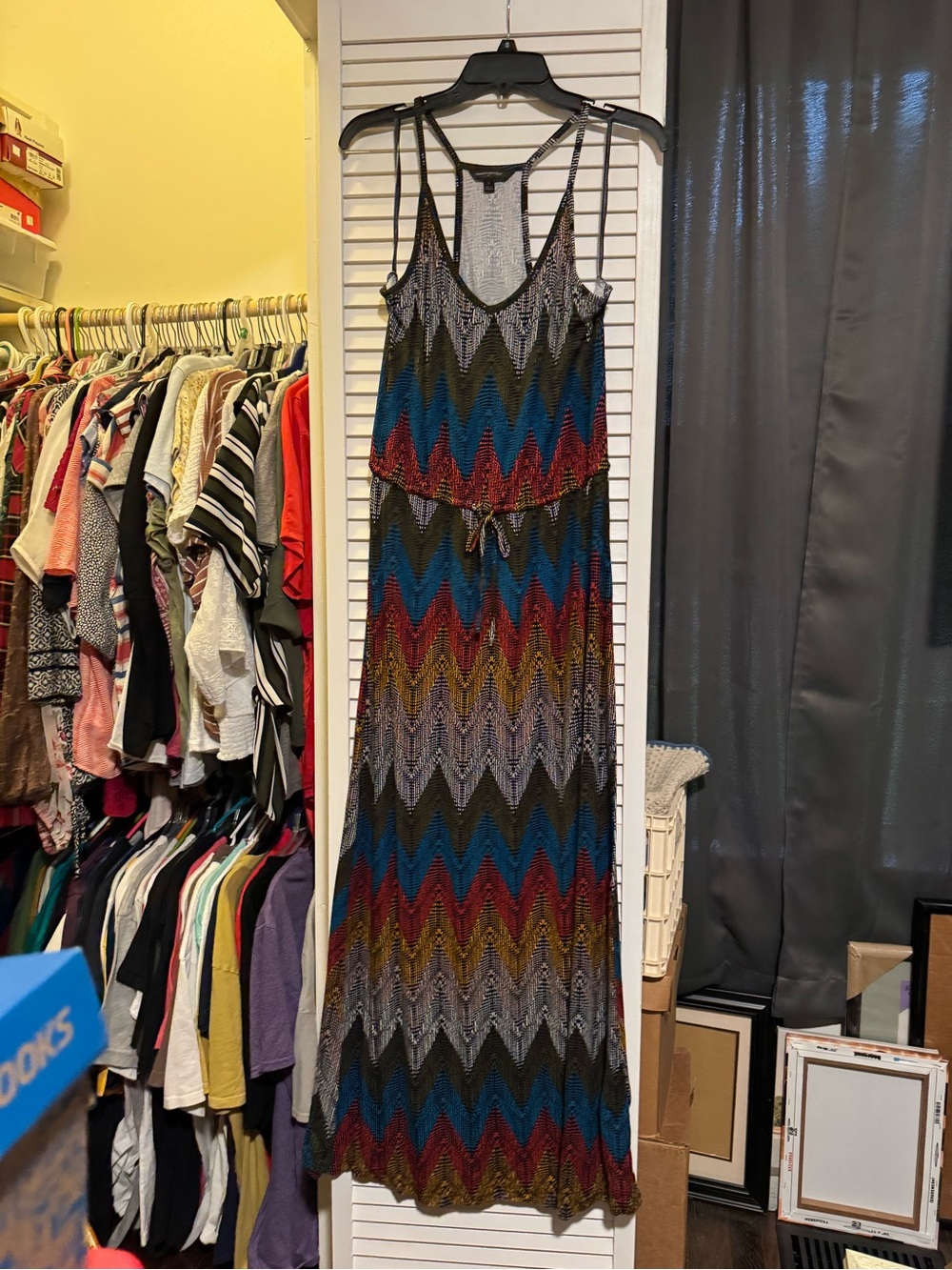 Banana Republic Chevron Maxi Dress in Blue, Red, Green, Black